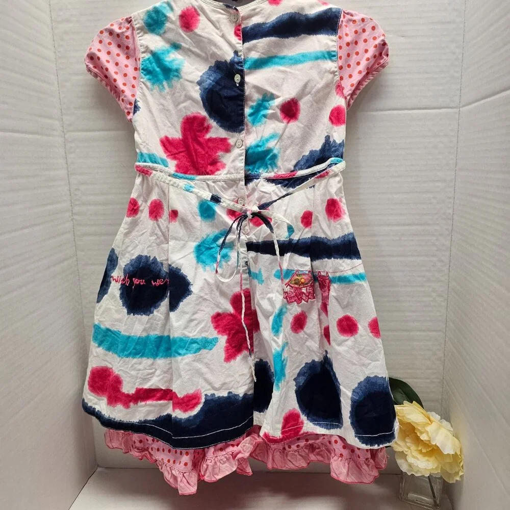 Summer SS Oilily Girls Whimsical 128 7 8 Dress Pink Polka Dot Netherland Dutch - Picture 3 of 12